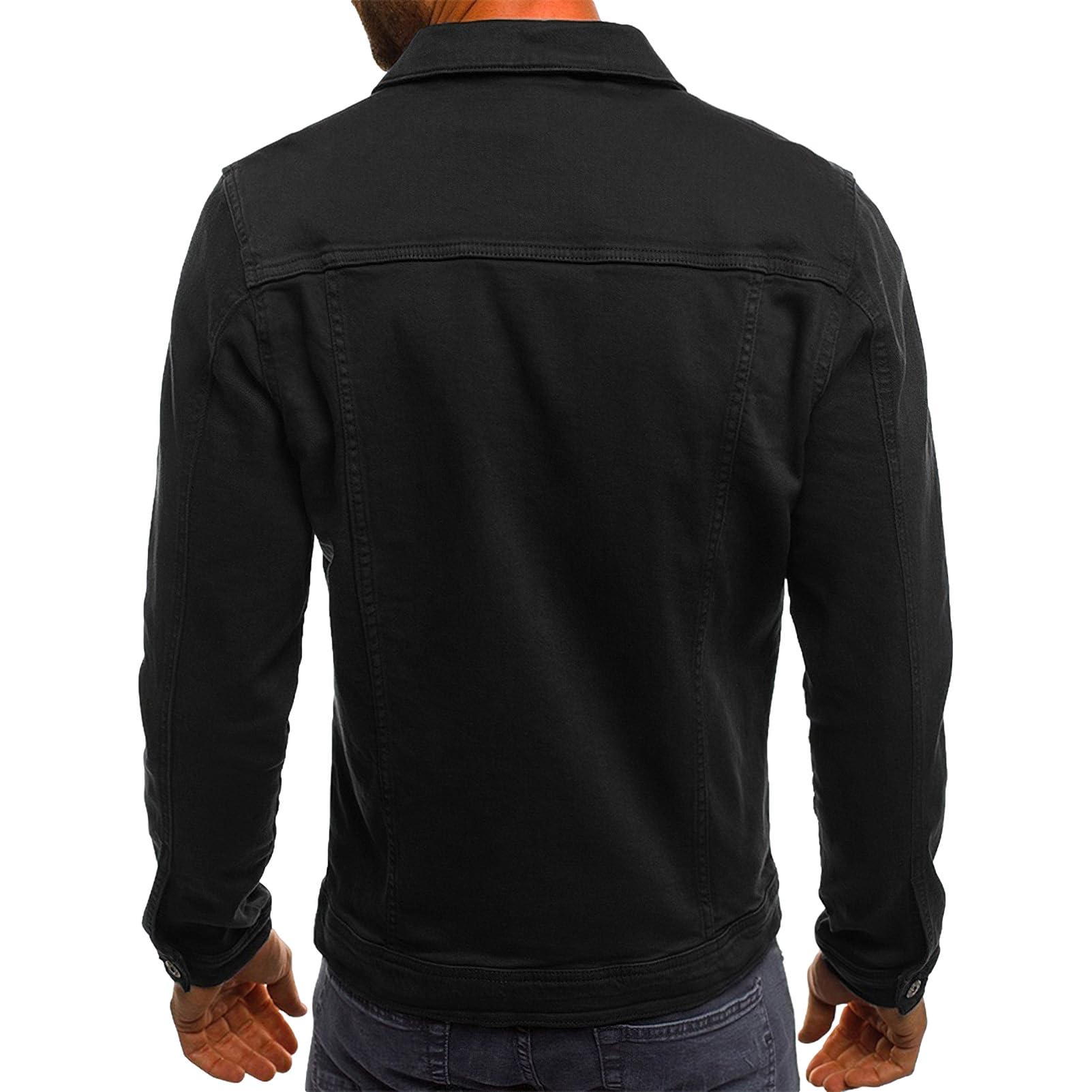 amropi Veste en Jean pour Hommes Blouson en Denim Jacket avec Boutons et Poches