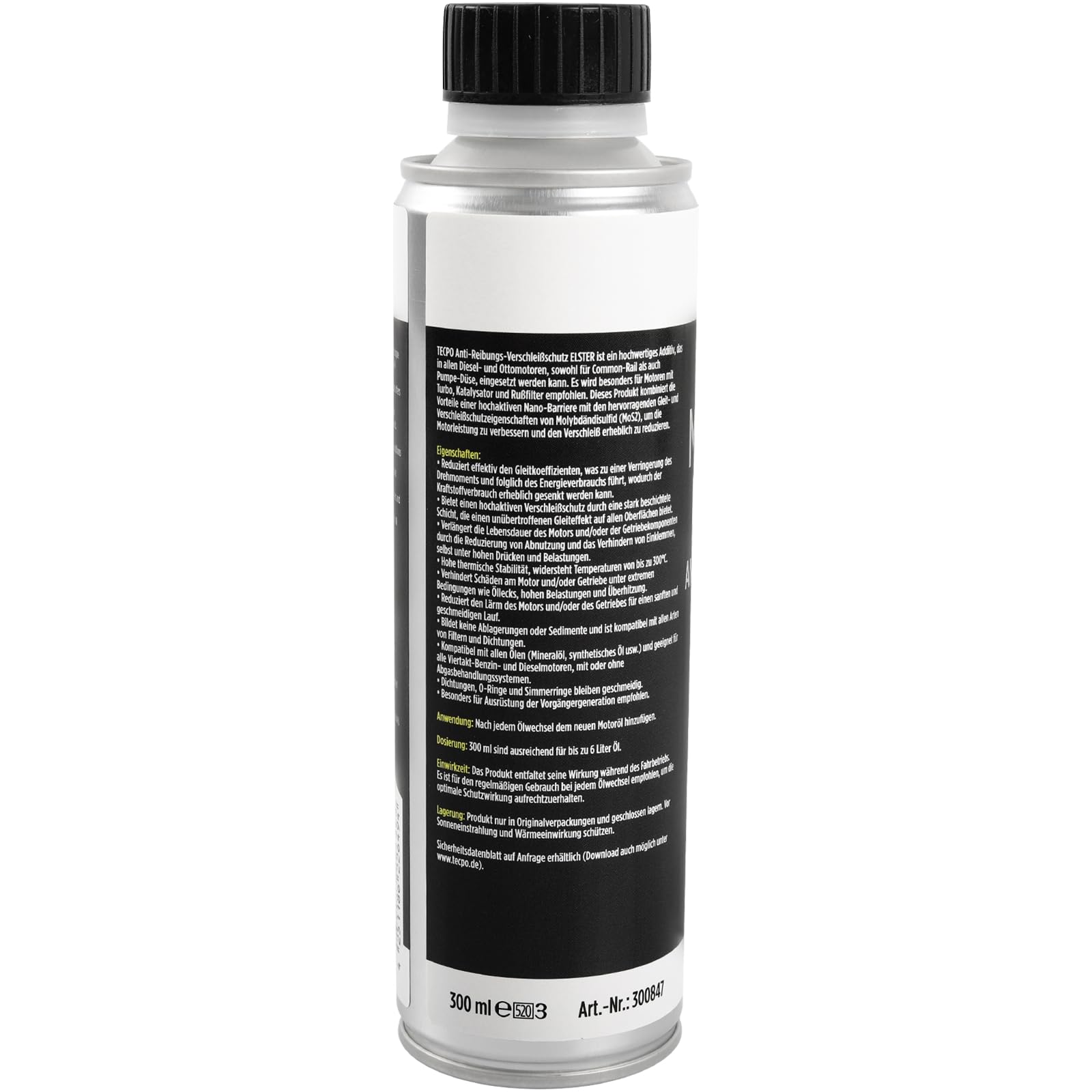 TECPO 12x Molybdän Additiv, 300ml Anti Reibung Verschleiß MoS² für Motoröl Getriebeöl