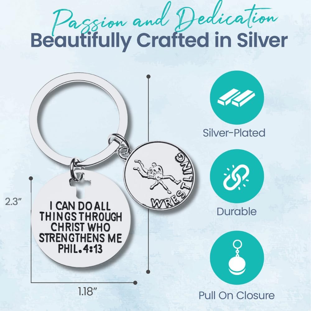 Infinity Collection Wrestling Charm Keychain, Inspirational, Wrestling Gifts for Wrestlers