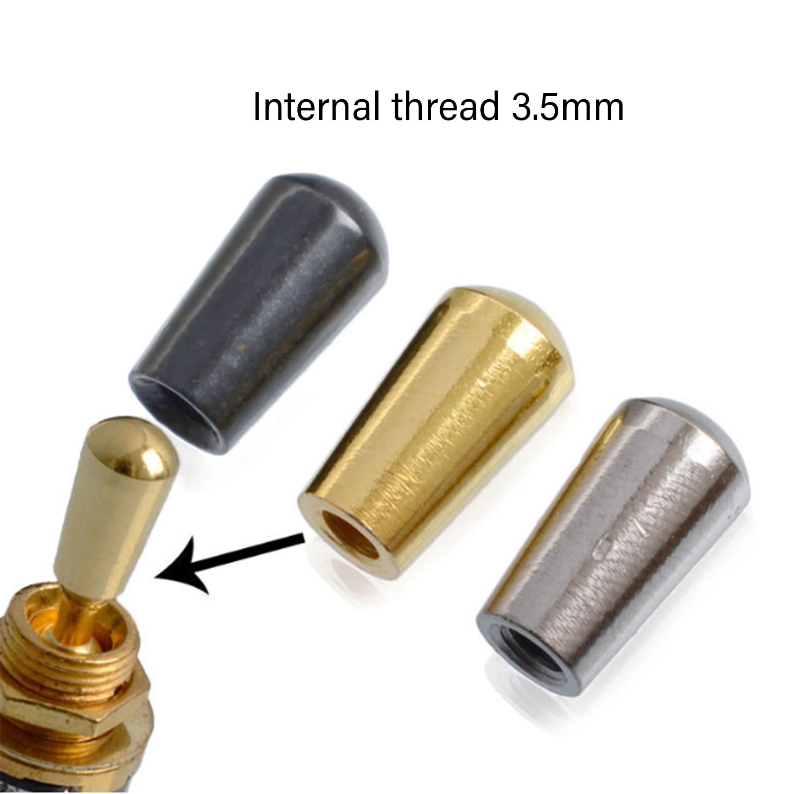 EINCORN 3Pcs Metal Guitar 3 Way Toggle Knobs Tip Caps Replacement Part for Electric Guitar Pickup Selector Switches