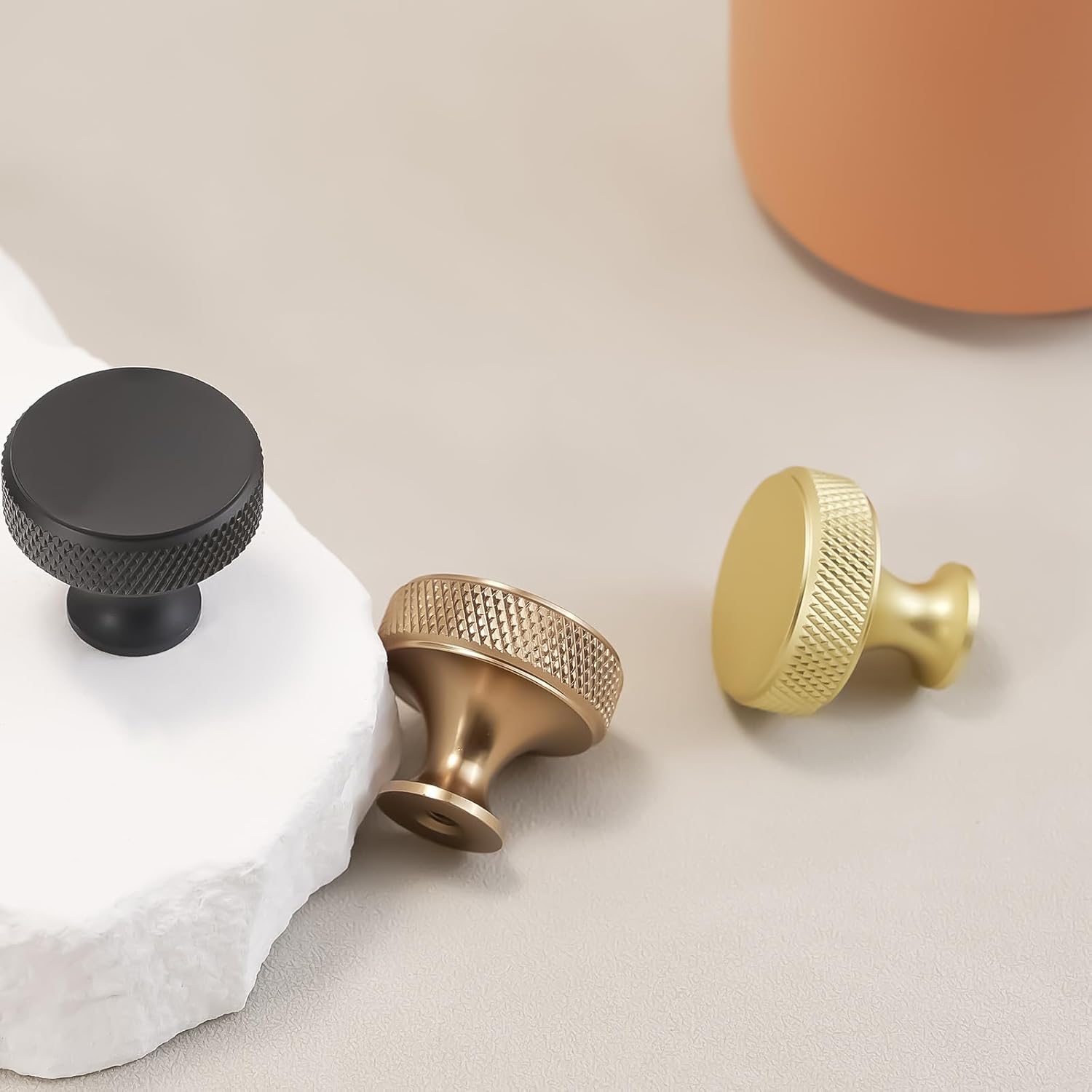 10 Pack Brushed Brass Kitchen Cabinet Knobs Knurled Cabinet Knobs Gold Drawer Knobs Kitchen Cabinet Hardware Handles