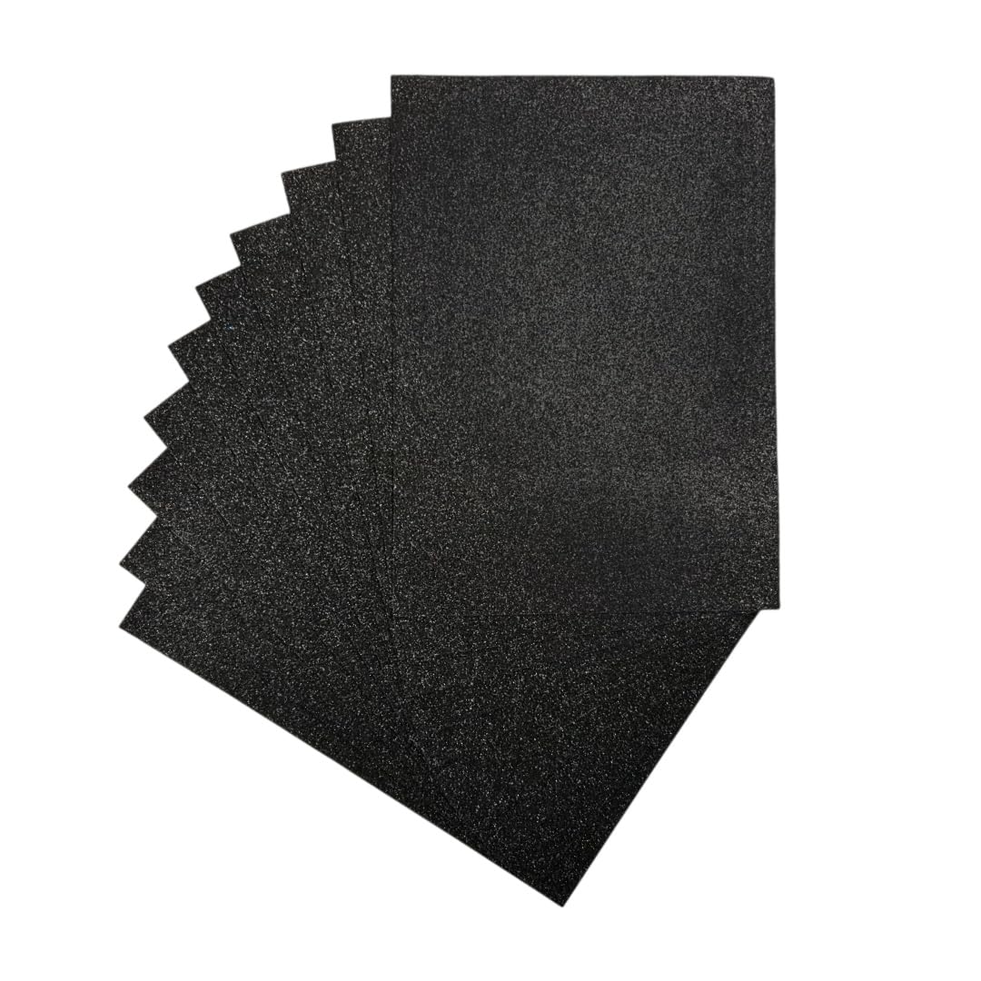 Pack of 10 A4 Black Glitter EVA Foam Sheets