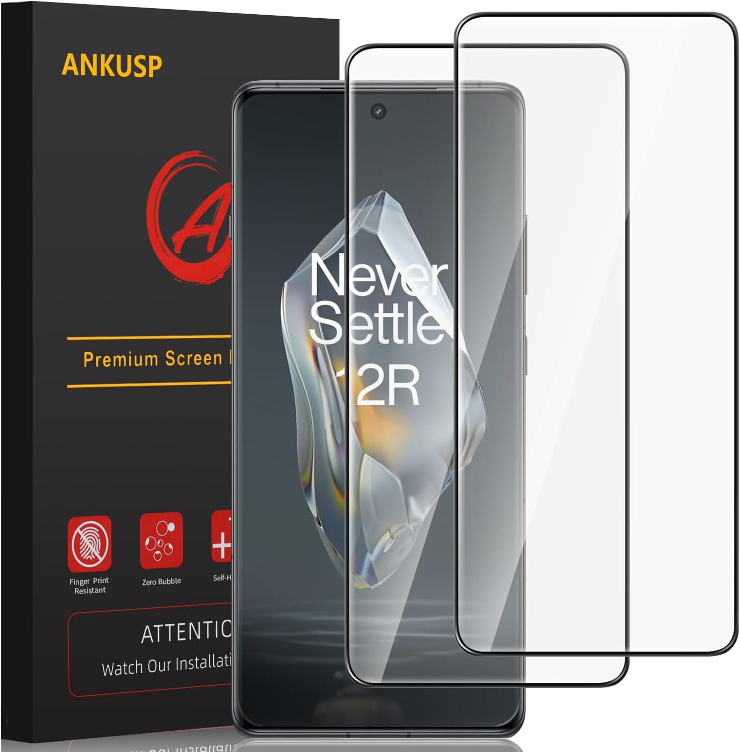 [2 Pack] Screen Protector for OnePlus 12R, 9H Hardness, HD Clear, Anti-Scratch, Bubble-Free Tempered Glass