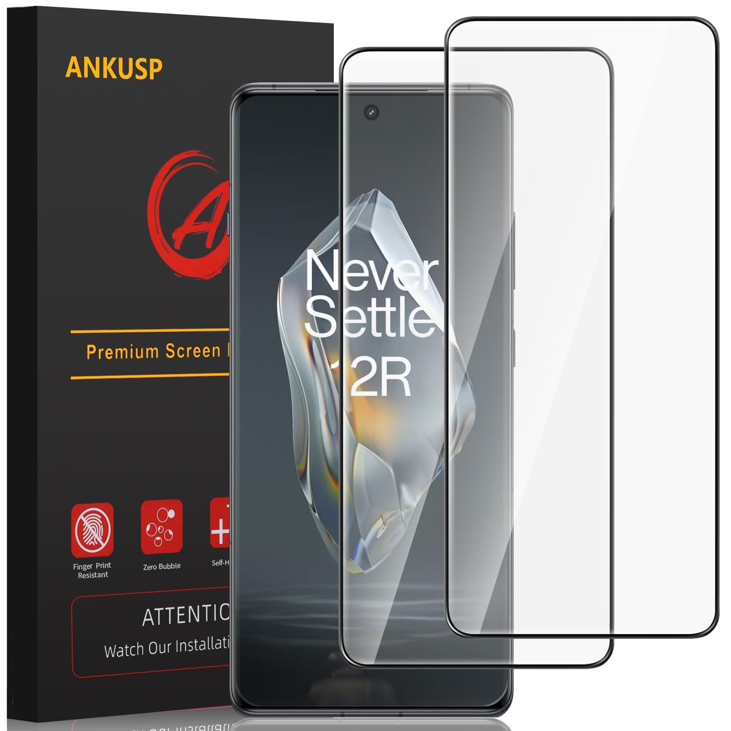 ANKUSP [2 Pack] Screen Protector for OnePlus 12R, 9H Hardness, HD Clear, Anti-Scratch, Bubble-Free Tempered Glass Screen Protector for OnePlus 12R 5G [NOT FOR OnePlus 12]