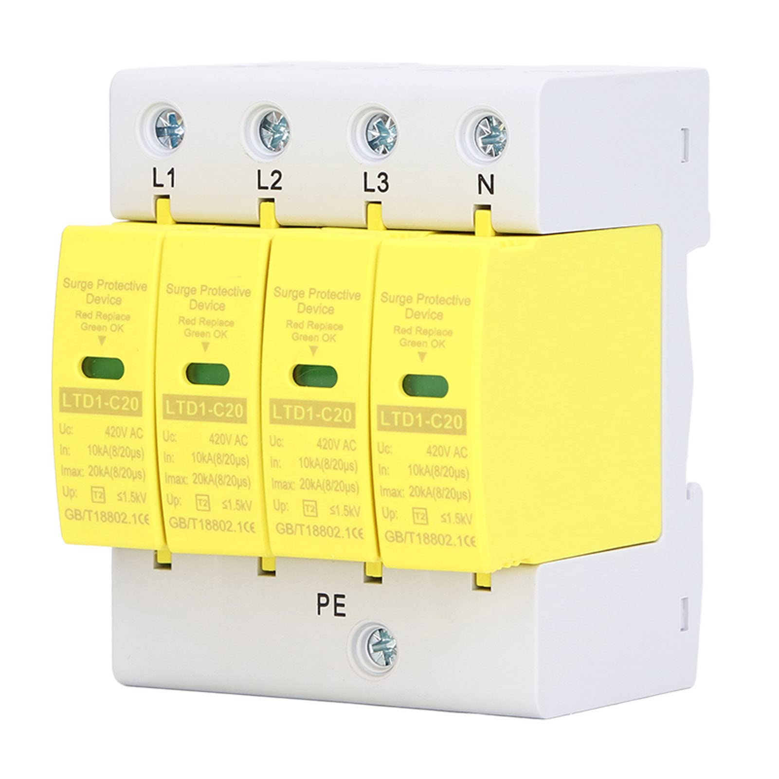 Voltage Surge Arrester Protector, Surge Protective Device Good Conductivity IP20 Protection 420V AC Modular Design for Home Appliances-image-25