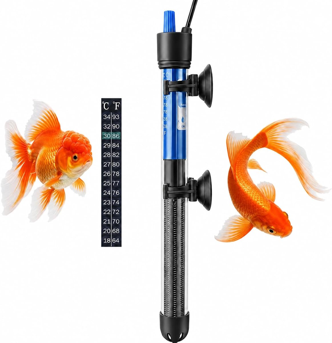 Mylivell Calentador de acuario para pecera – Calentador de acuario sumergible ajustable de 200 W con termostato para tanques Betta, tortuga, agua salada y agua dulce de 40 a 65 galones