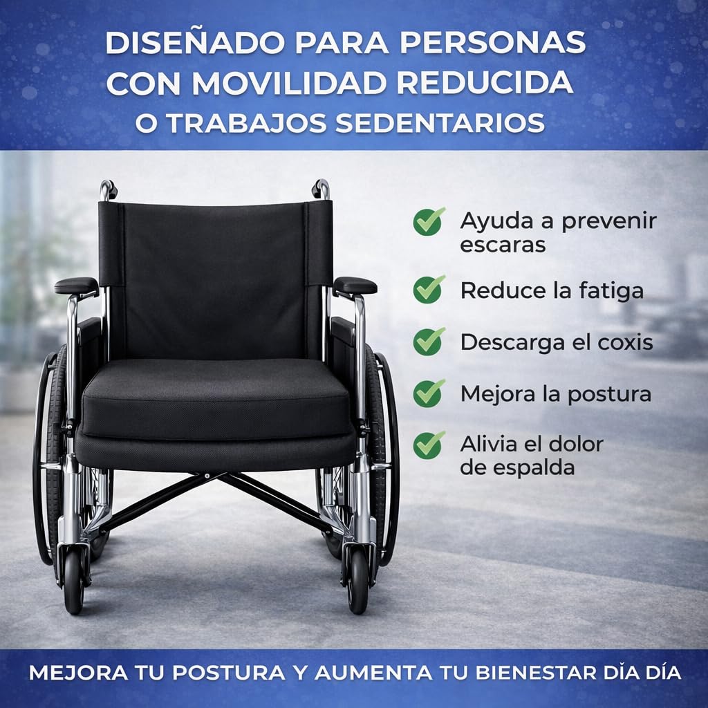 Dear Friend | 2 Cojínes Antiescaras Viscoelástico para Silla de Ruedas 40x39x8 cm con Funda Impermeable y Antideslizante – Cojín antiescaras postural para Mayores Fabricado en España