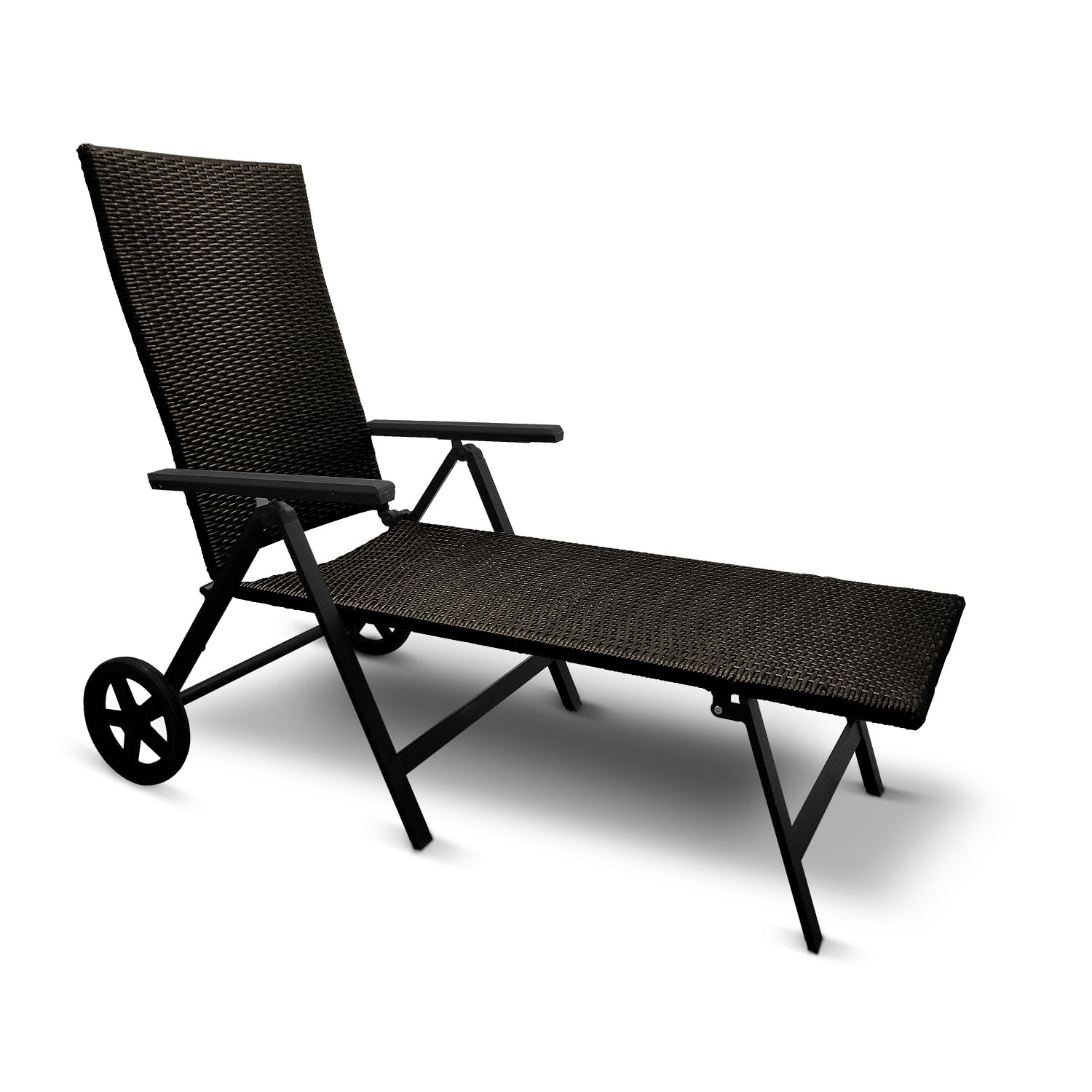 Generisch Aluminium Polyrattan Rollliege verstellbare Relaxliege 120 kg belastbar Sonnenliege Klappbare Gartenliege Campingliege Grau Neu