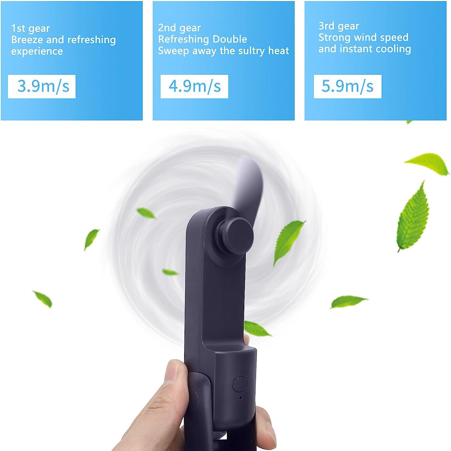 Ventilatore Portatile 3 In 1 Ricaricabile USB - Verde, Con Power Bank E Torcia, 14-21 Ore Di Autonomia - 2