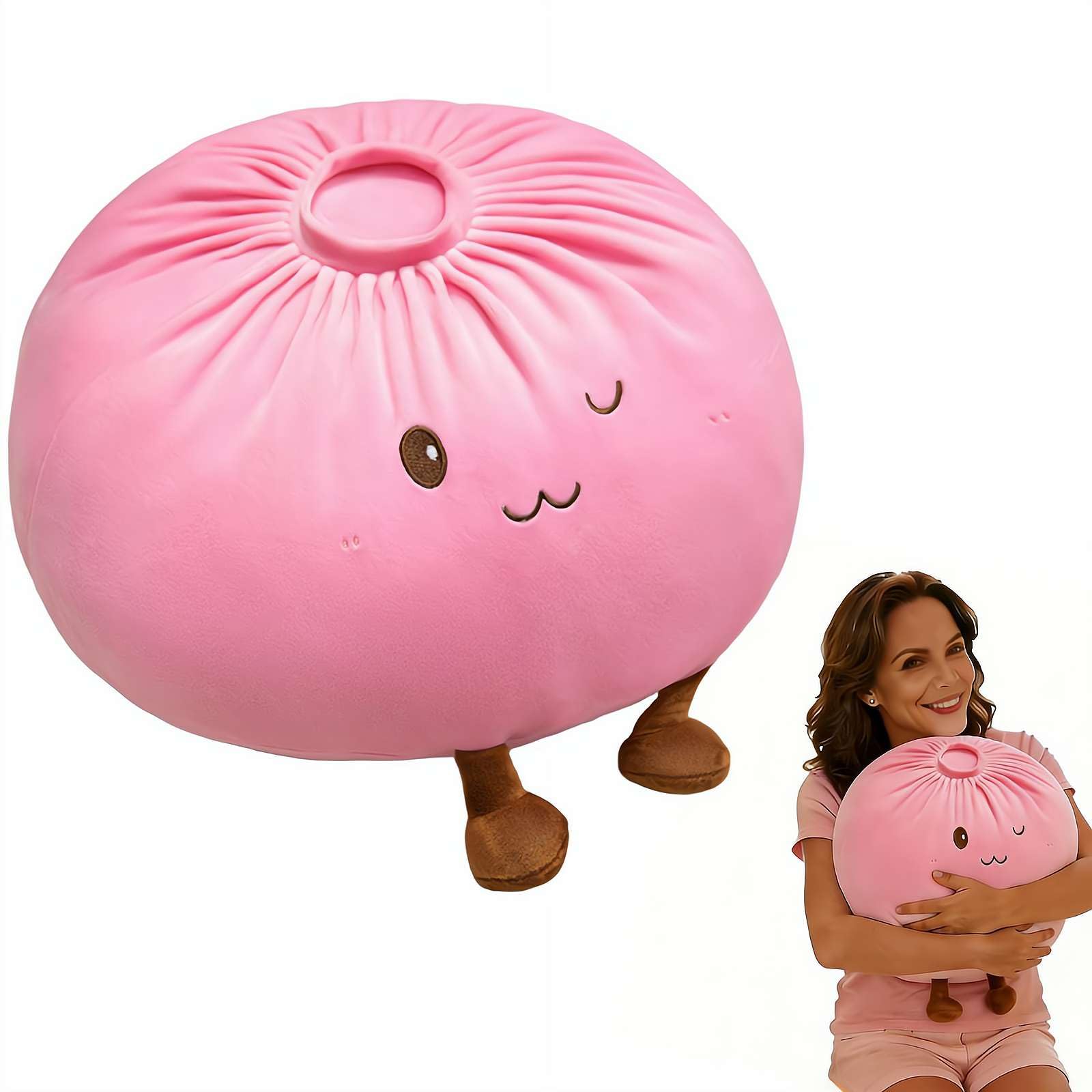 Dumpling Plush Pillow with Legs, Funny Food Dumplings Stuffed Animal Plushies Toys, Comfort Dumpling Plushie Cushion Decor Soft Hugging Gifts for Kids