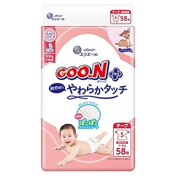 未使用【テープ Sサイズ】グーンプラス 敏感肌設計 (4~8ｋｇ) 82枚×4 Amazon.co.jp: 【テープ Sサイズ】グーンプラス 敏感肌設計 (4
