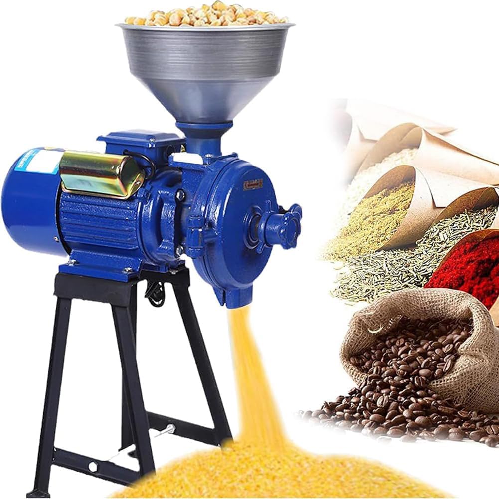 SAWEEZElectric Grain Grinder, Corn Grinder Mill Grinder with Funnel, Commercial Electric Grain Grinder Mill, Wet Dry Cereals Grinder, for Grinding Various Dried Cereal Herb Spice Nut
