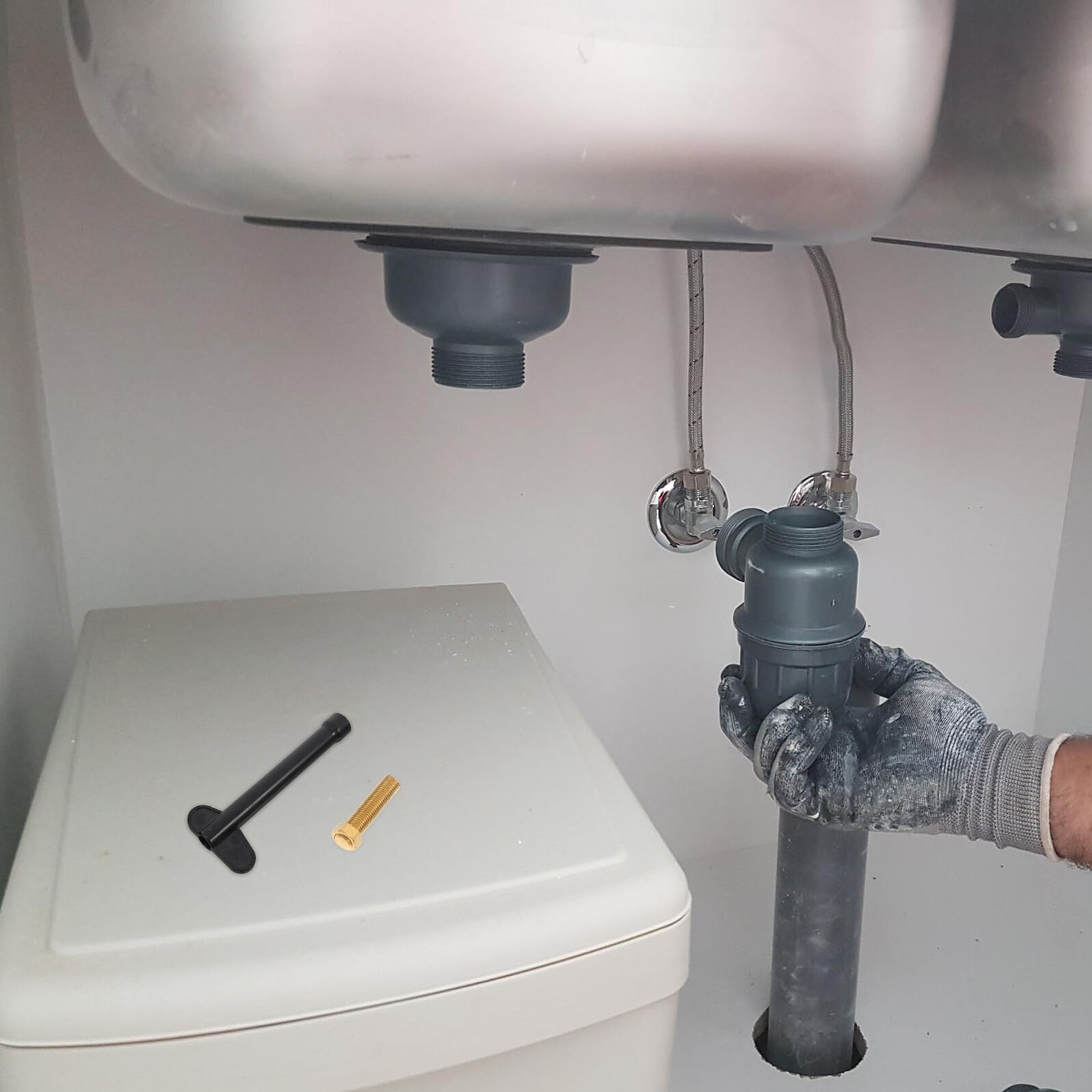 GLEAVI Juego de Herramientas para Fijación de Grifos Tuerca Antiaflojamiento y Juntas de Goma para Reparación Fácil en Fregaderos de Cocina y Baño
