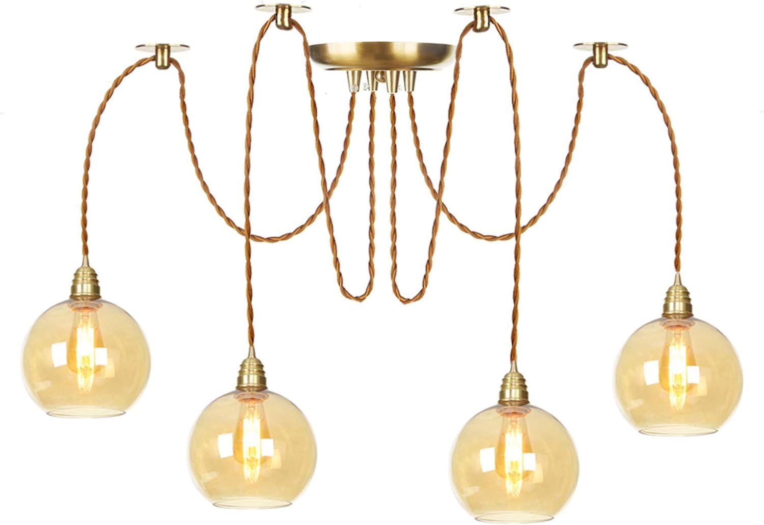 Lustres à LED design araignée et verre ambré haut de gamme - 8