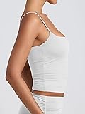 PINKMSTYLE Womens Double Lined Spaghetti Strap Tank Top Scoop Neck Sleeveless Basic Cami Shirts White Small