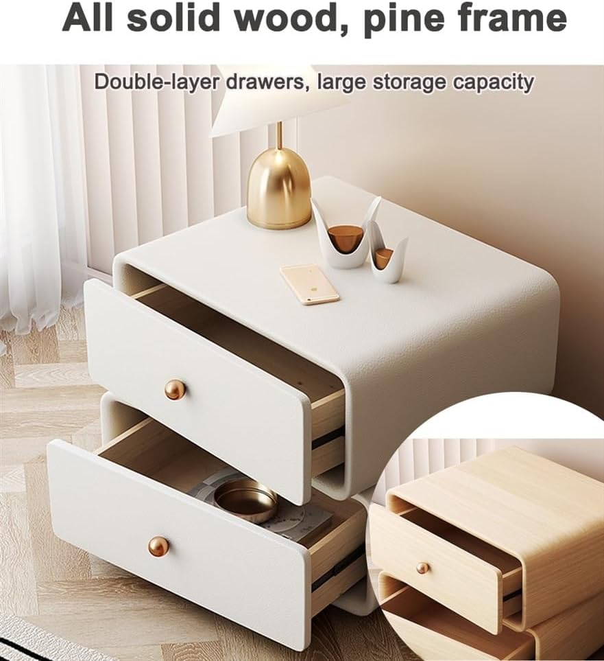 Table de nuit en bois et cuir haut de gamme pour chambre chic