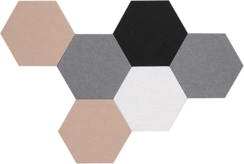 6 azulejos de fieltro hexagonales, tablero de anuncios autoadhesivo, para decoración de pared, tablero de notas para aula, oficina, hogar (camello)