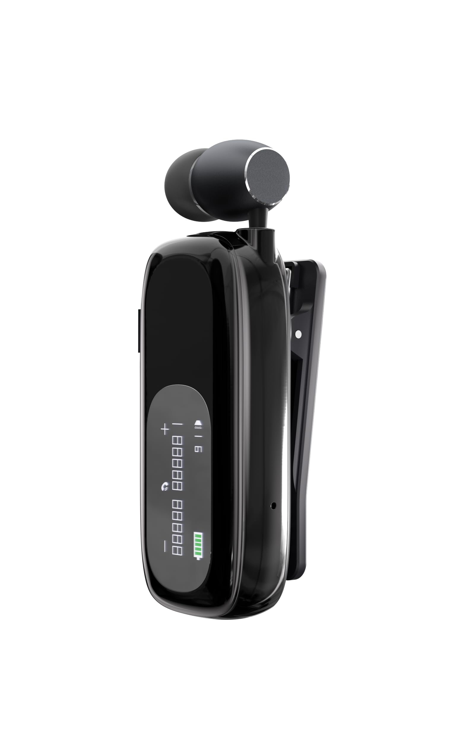 Bluetooth Business Headset mit Einziehbarem Kabel, Kabelloses Headset mit Mikrofon, Kabelloses Lavalier-Headset mit LCD-Display, Bluetooth 5.4, Verbindung zu 2 Mobiltelefonen (Schwarz)