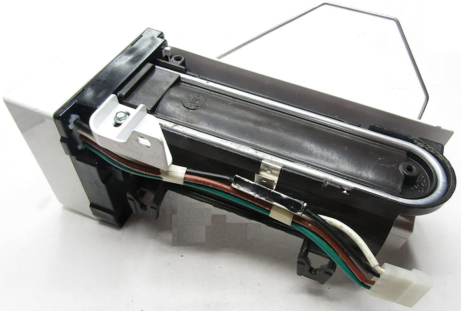 టాప్ view of ice maker showing wiring harness