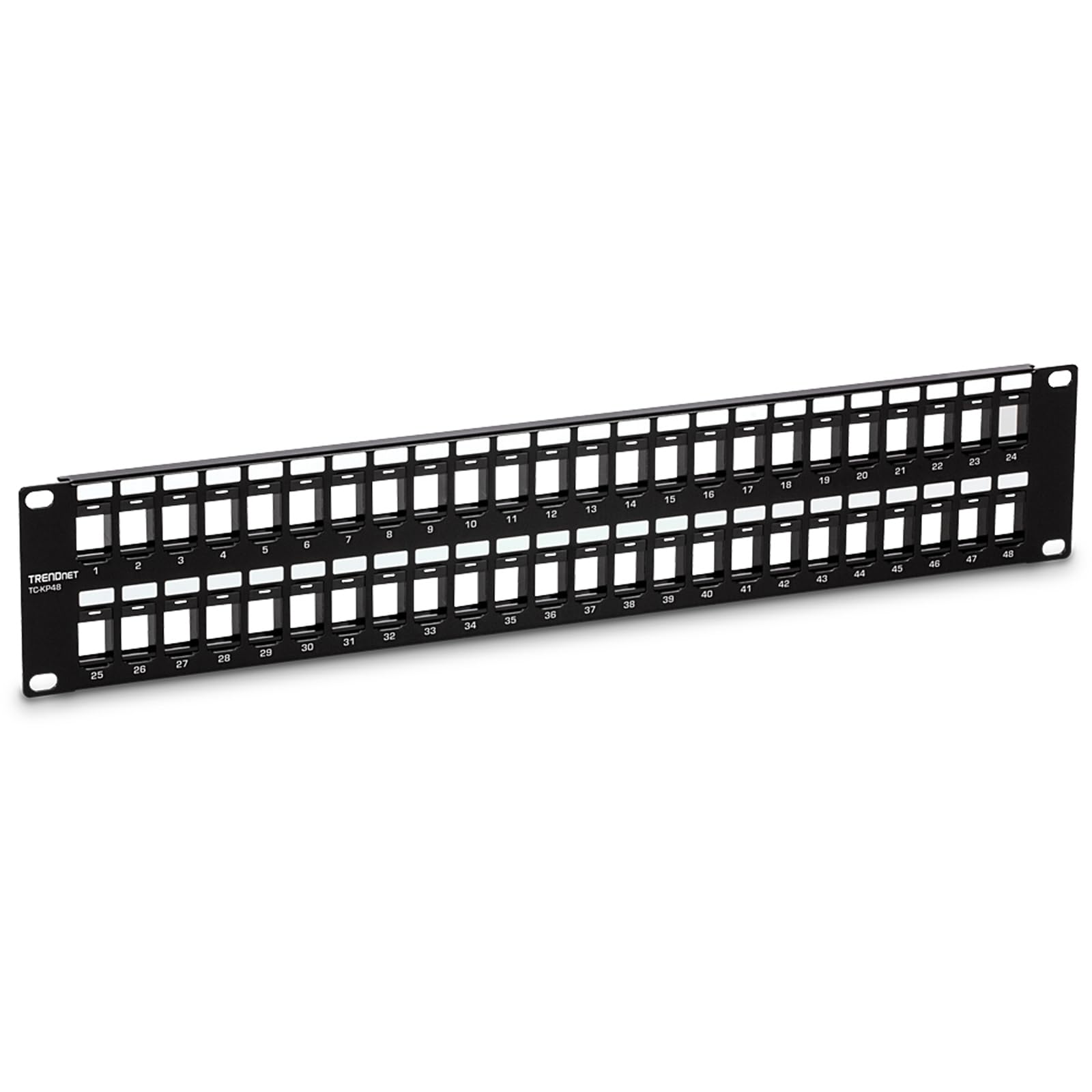 48-Port Blank Keystone 2U Hd Patch Panel, Tc-Kp48, 2U 19” Metal Rackmount Housing, Hd Keystone Network Patch Panel, Recommended W/Tc-K25C6 & Tc-K50C6 Cat6 Keystone Jacks (Sold Separately)