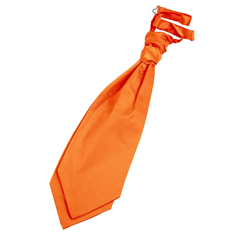 DQT New Men Plain Satin Groom Best Man Formal Wedding Pre-Tied Scrunchie Cravat Burnt Orange