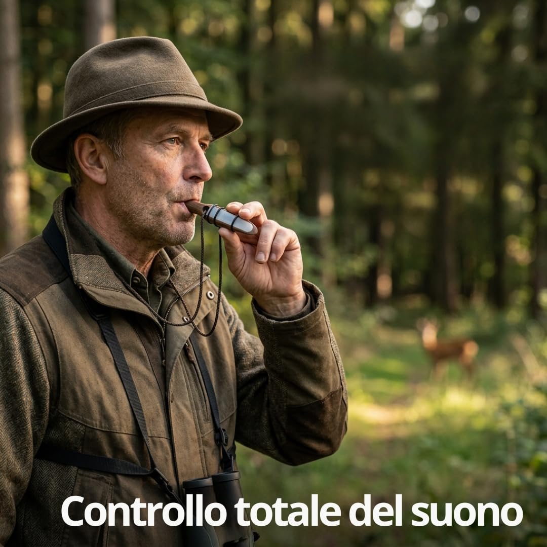 Buttolo Richiamo Capriolo a Bocca Originale – Richiamo Buttolo per Capriolo in periodo degli amori | Imitazione verso della capriola per attirare il maschio | Fischietto da caccia, cordino e manuale. | Buttolo Richiamo Capriolo a Bocca Originale