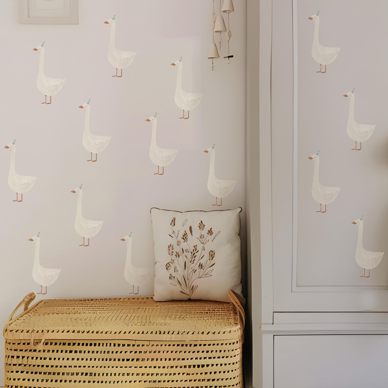 Alwayspon Watercolor Cute Standing Goose Art Wall Decals, Peel and Stick Wall Stickers for Living Nursery Room Bedroom Wall Decor