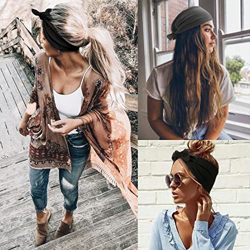 Image of DRESHOW 6 PCS Adjustable Headbands for Women Knotted Headbands Elastic Non-Slip Fashion Hair Bands for Workout Sports Running Yoga