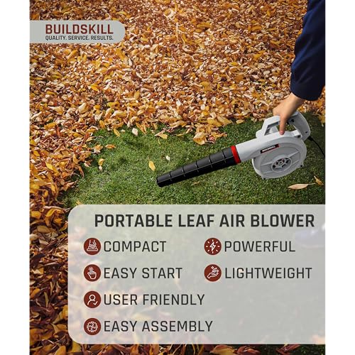 Image of BUILDSKILL 620W Air Blower Machine | 16000 RPM 1.5 kg Heavy Duty Copper Armature Air Blower with Variable Speed | Air Flow of 3.7 m3 /min | Suitable for Large & Small Areas | 3 Meter Long Wire - Grey