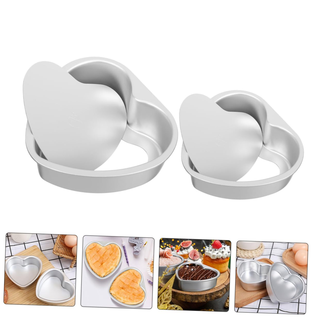 MAGICLULU Juego De 3 Moldes Para Tartas Con Forma De Corazón De Liberación Rápida Y Fácil Limpieza Para Hornear Galletas Y Mousse (2 Unidades)