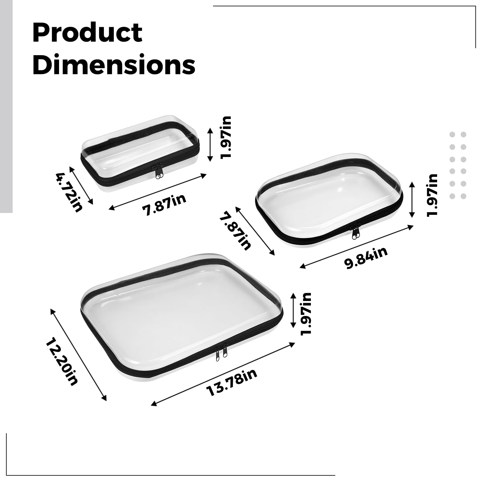 Generisch Harte klare Organizer-Hülle aus Kunststoff mit Reißverschluss, 3-in-1 transparente Aufbewahrungsbeutel mit Zipper, stabiles durchsichtiges Etui, für Reise, Make-up und Küche