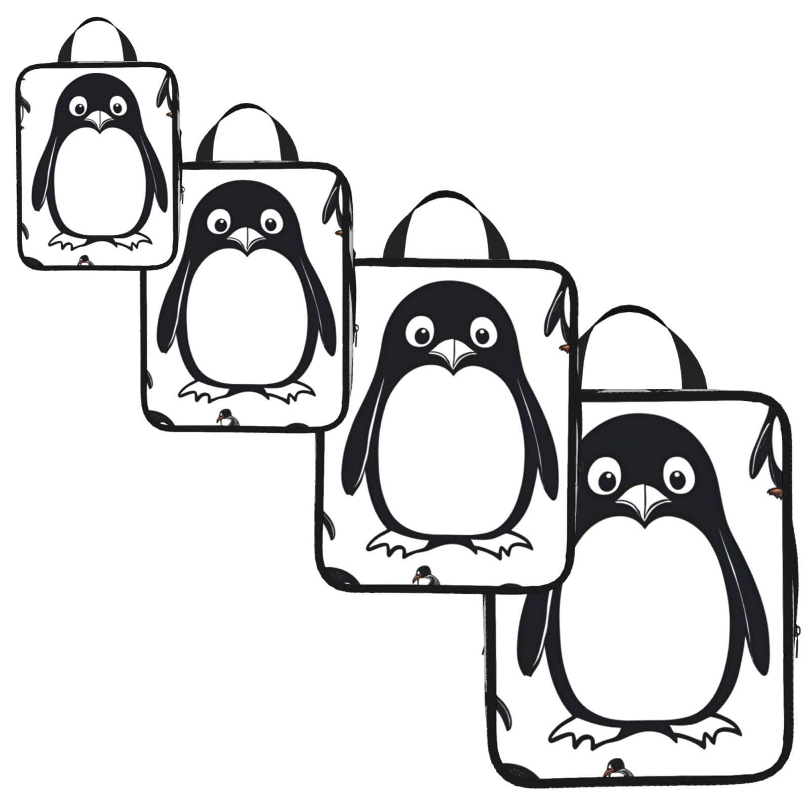 Cute Penguin Print 4 Set Compression Packing Cubes for Suitcases,Expandable Storage Bag Organizers