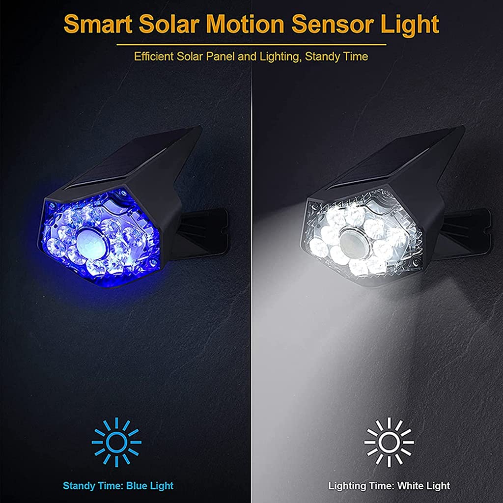 Faretti solari con sensore di Movimento PIR Luci solari per Esterni Lampada da Parete Regolabile Impermeabile Ip65 per Piscina da Giardino