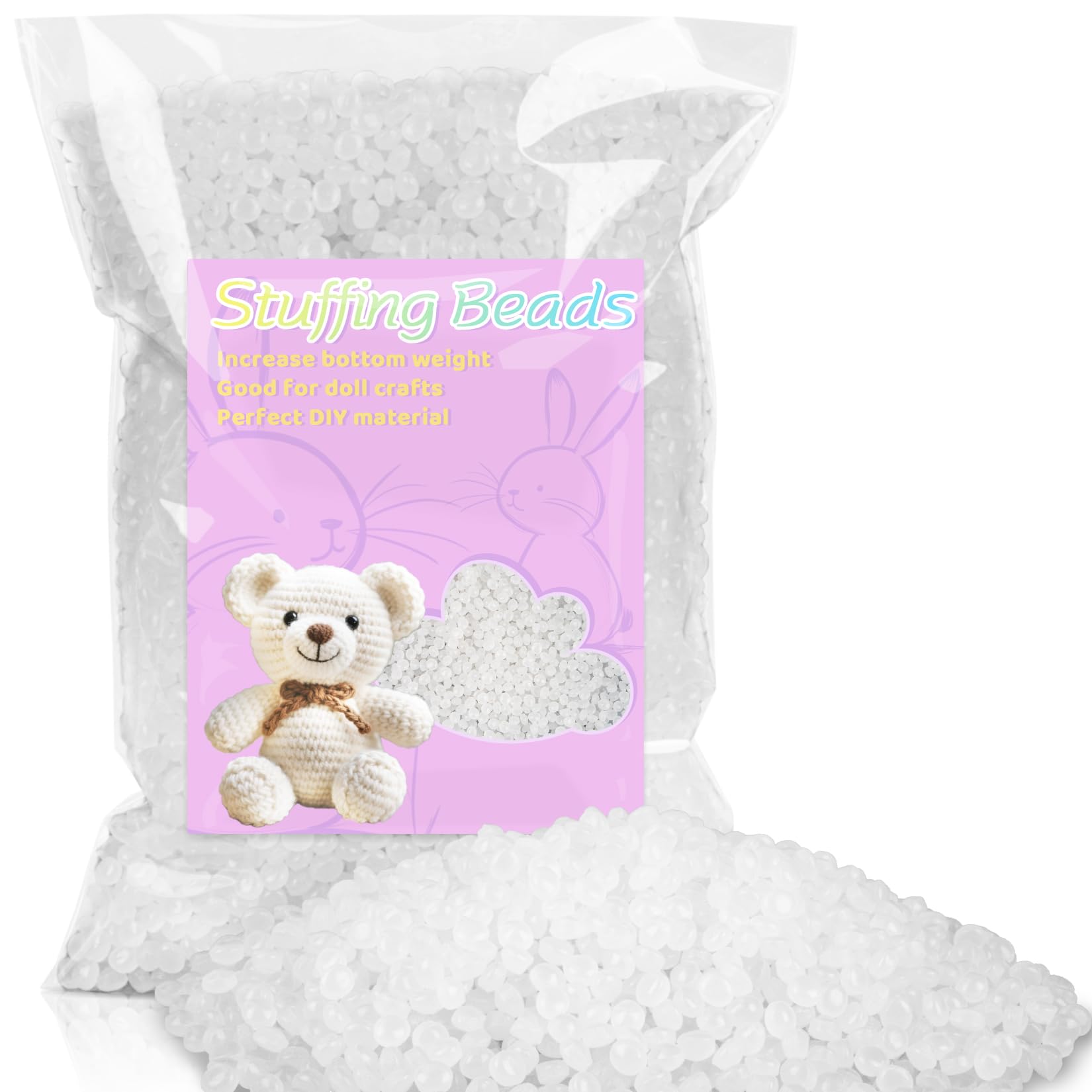 RAINFLOW 420g/14.8oz Plastic Stuffing Beads- Plastic Weighted Stuffed Beads Poly Pellets,Polyethylene Filler Beads, Plastic Beads Weighted Stuffed Animals,Filling Pillow,Bean Bags, Animal Toys,Crafts