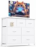 MUTUN Dresser for Bedroom with 7 Drawers, Chest of Drawers with Wooden Top, Tall Fabric Dressers Bedroom Clearance, Storage Drawers for Living Room Tv Stand,Closet, Entryway Black