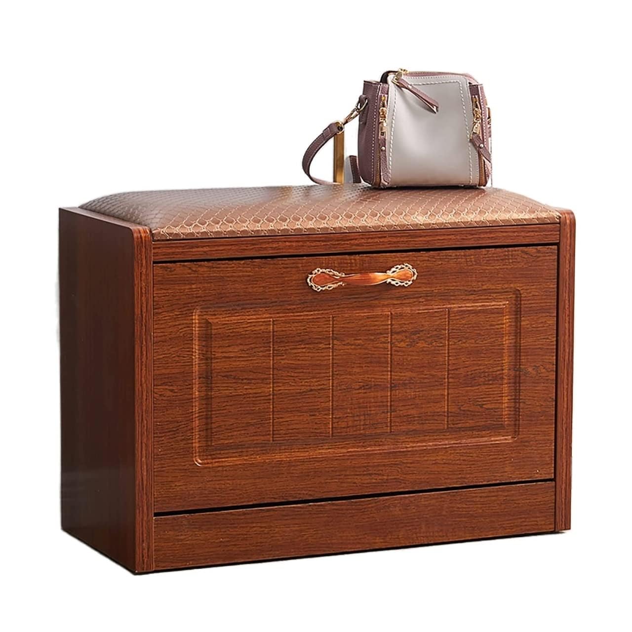 Rangement pour chaussures discret avec banc d'entrée en cuir compact