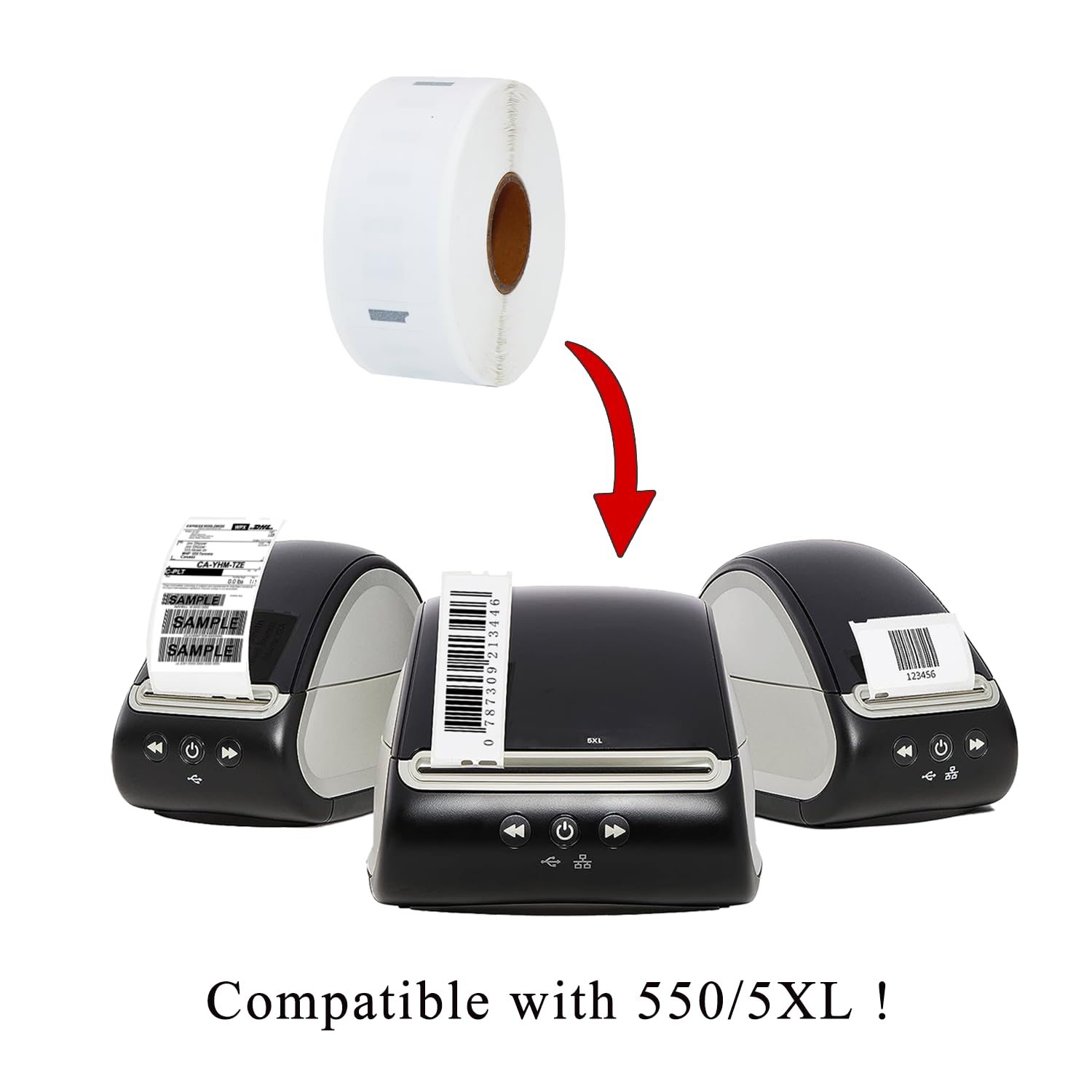 Etichette - 10 Rotoli per Dymo S0722520 11352 25 x 54mm - Compatibili con le Stampanti Dymo LabelWriter 550 500 Etichette per Rotolo