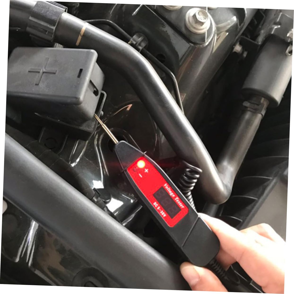 TOPBATHY 3 Pezzi Penna Tester Tensione Digitale per Auto Strumento Manutenzione Elettrica con Display LCD Cavo Estensibile e Prolunga per Controllo e Elettrici