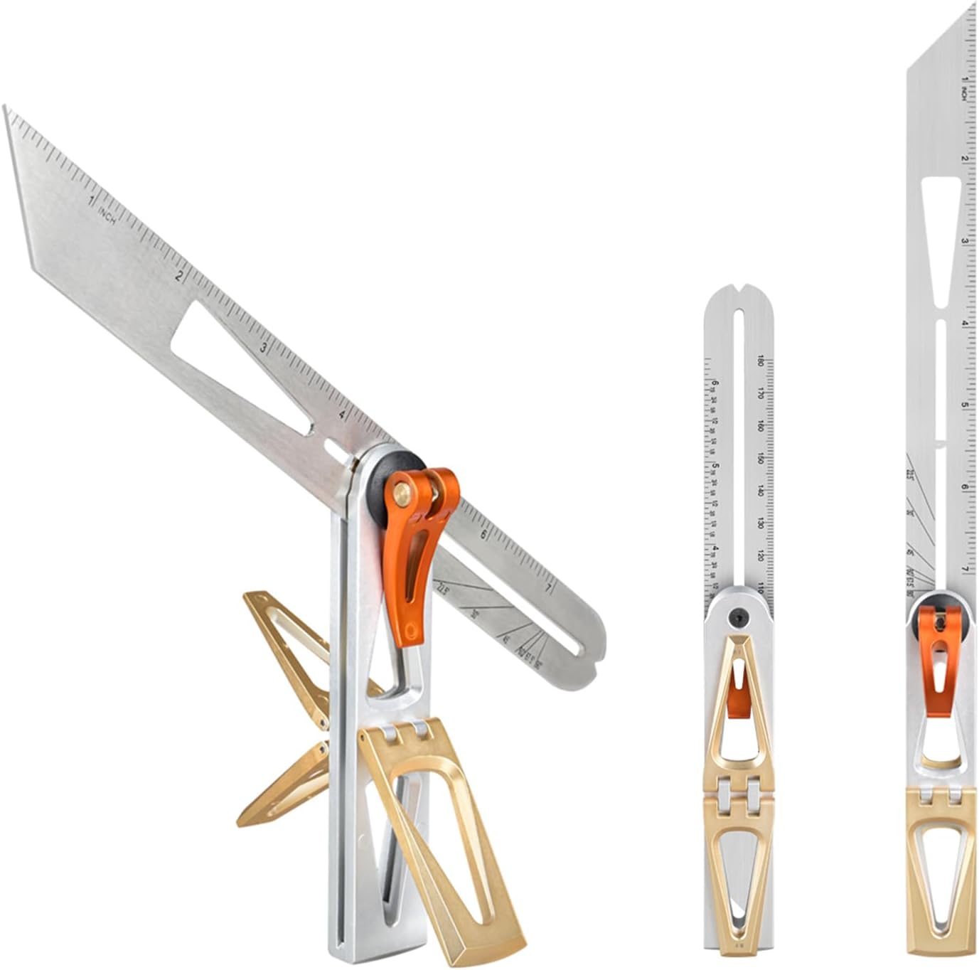 Woodworking Scriber Ruler Movable Angle T-Shape Mult-Angle Scribing Tool, Marking Line Positioning Square Dovetail Gauge for Carpenter