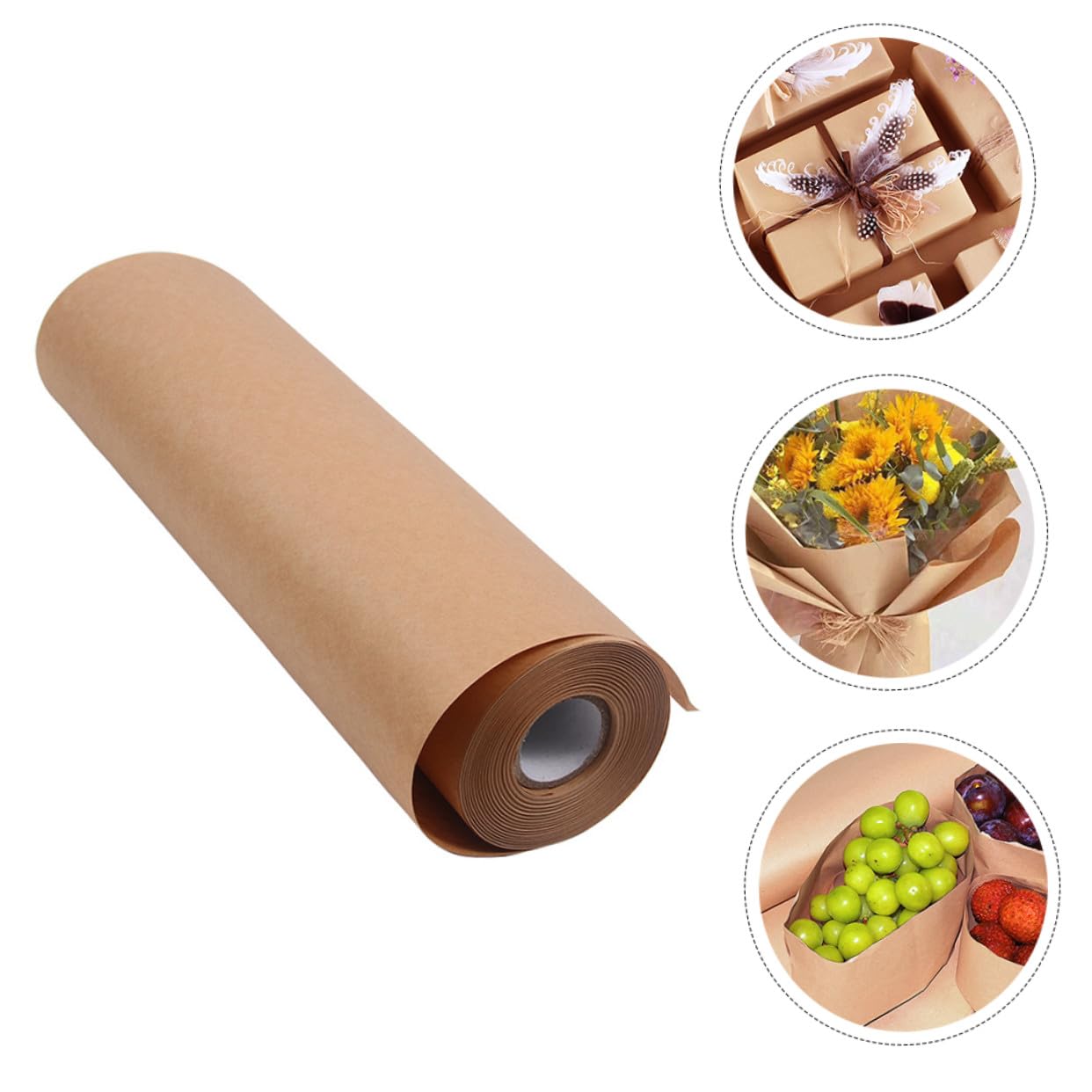 WRITWAA Rouleau de Papier Kraft Marron sans Odeur 45 Cm X 30 M Toucher Confortable pour Emballage Présents pour Bouquets et Loisirs Créatifs