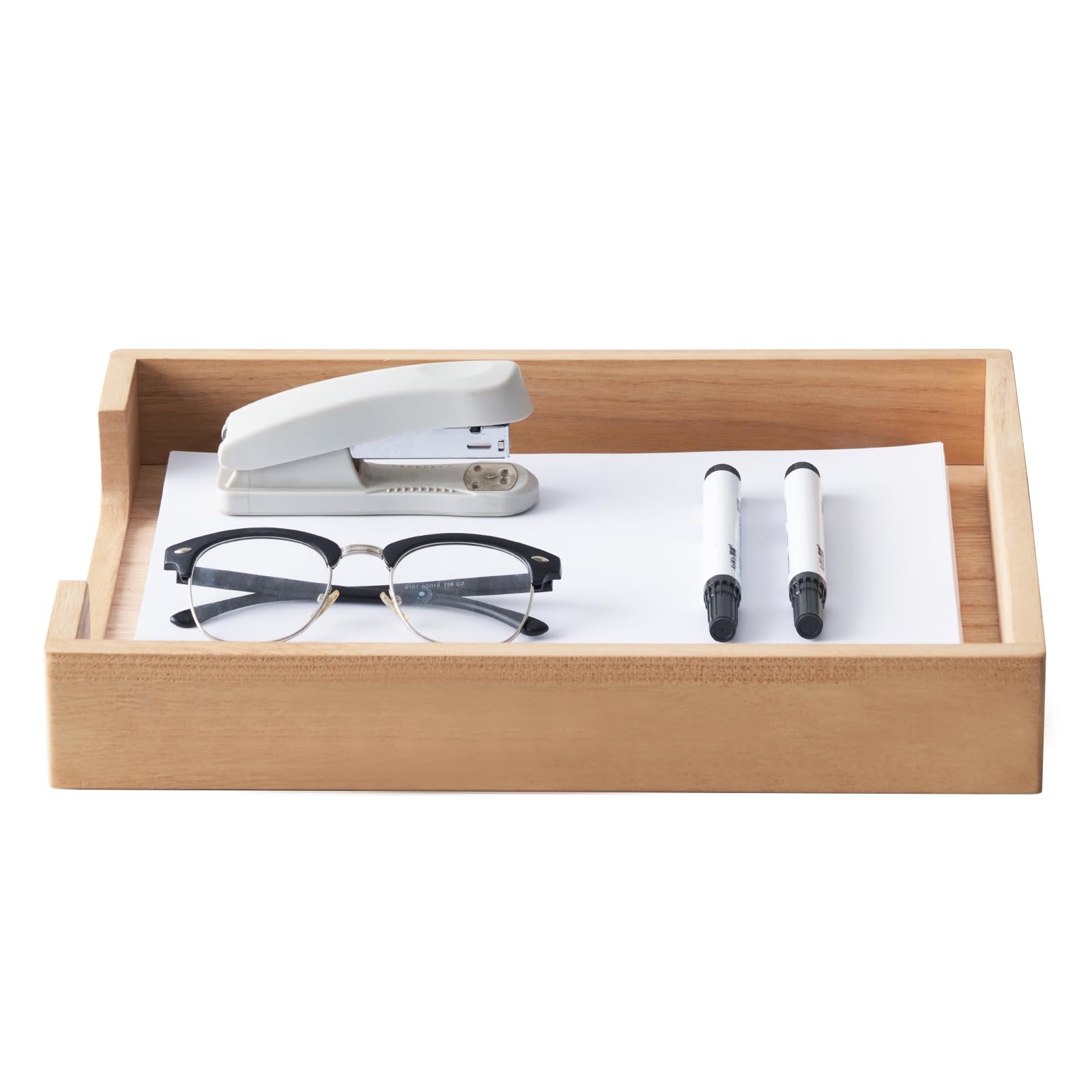 KIRIGEN bandeja de madera para cartas de un solo compartimento de madera, bandeja para documentos para escritorio organizador para guardar revistas, carpetas, archivadores, papeles color natural