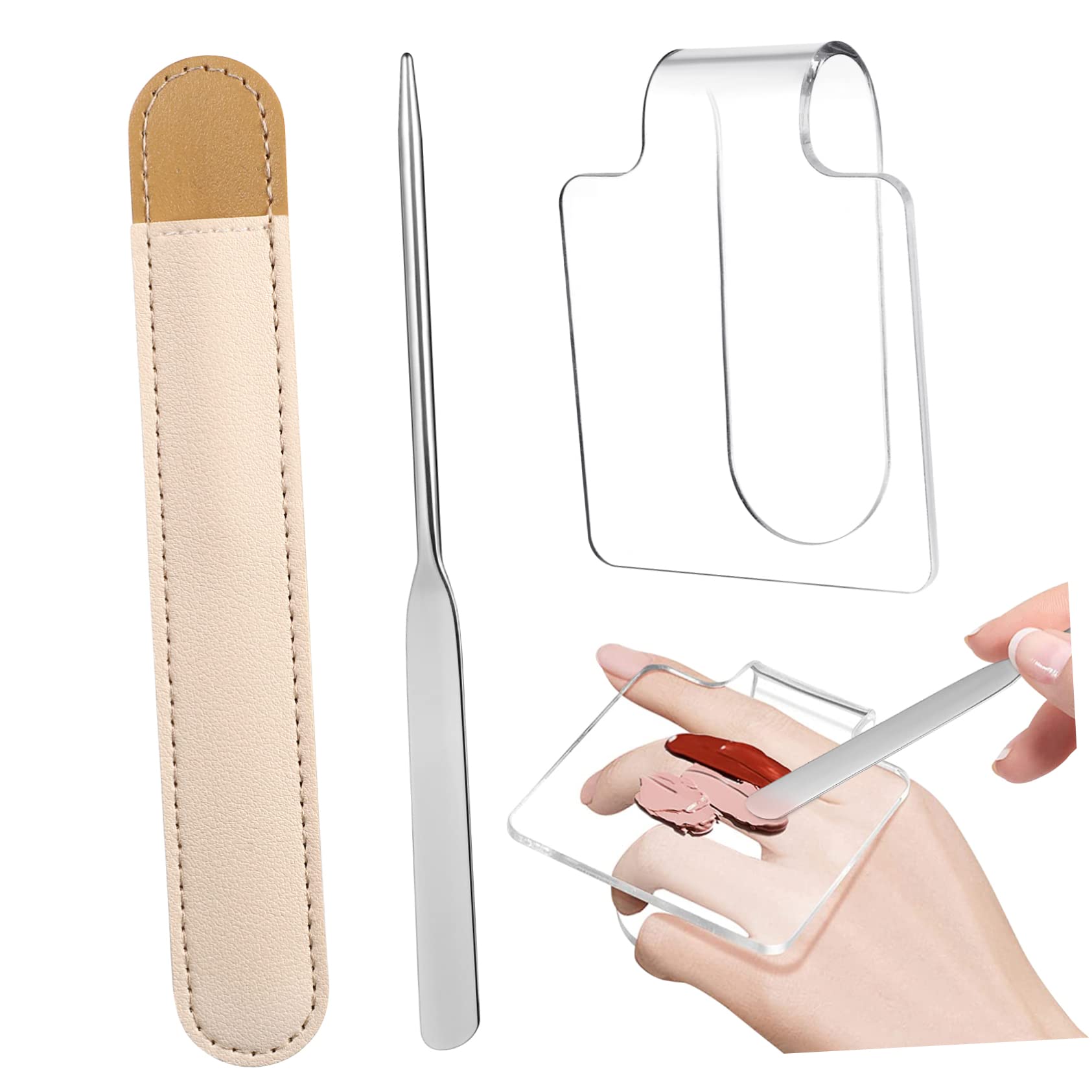 PACKOVE Palette Makeup Shovel Mixing Tray Apply for Foundation Hand Palette Makeup Foundation Mixing Tray Blending Paint Spatula Makeup Handheld Cosmetic Storage Professional Women Acrylic