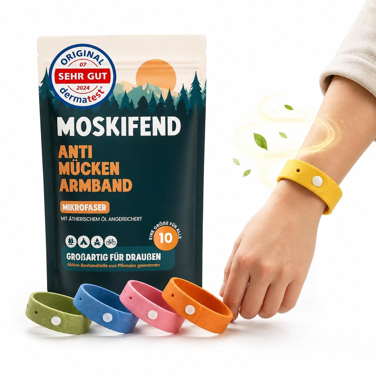 Mückenschutz Armband - Moskito Insektenschutz (Urlaub must haves - camping gadgets,reise gadgets) für Kinder und Erwachsene gegen moskito - (10x Armband)