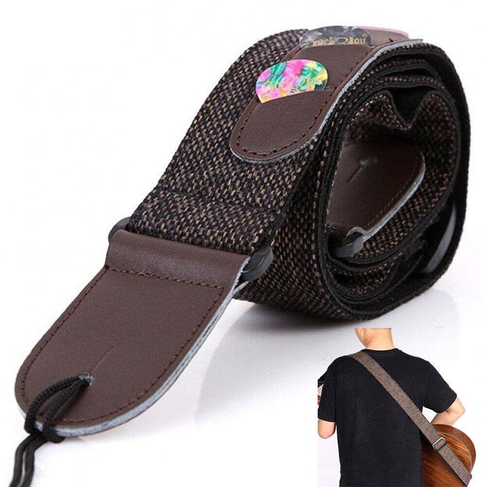 Baumwollverstellbare E -gitarrengurt Gitarrenhalter Länge Pu Leder End Akustikgitarrenbass -gurtzubehör