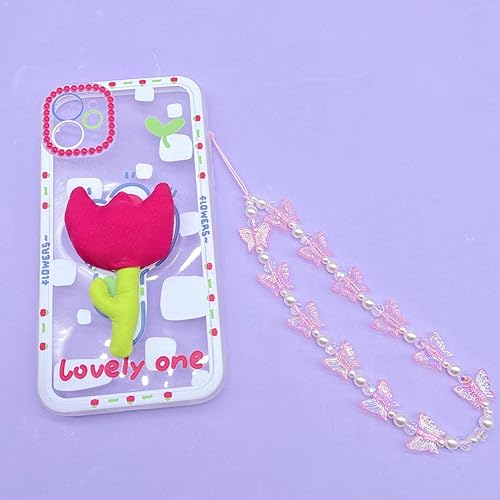 Miniatura 6 de Fuqimanman2020 1-2 dijes de piedra natural para teléfono celular, hechos a mano, coloridos abalorios de mariposa con cuentas para mujeres y niñas,