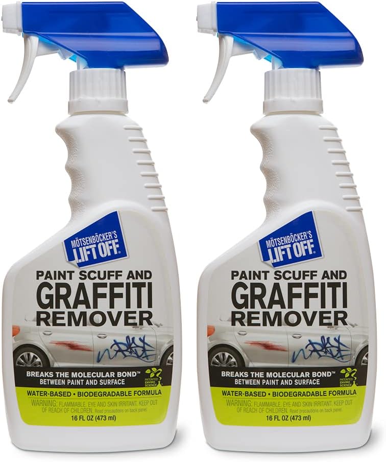 Motsenbocker's Lift Off 45406-3PK 16-Ounce Paint Scuff and Graffiti Remover Easily Removes Paint Scuffs, Spray Paint, Acrylic from Multiple Surfaces Vehicles, Brick, Boats, Concrete, Pack of 3 , white