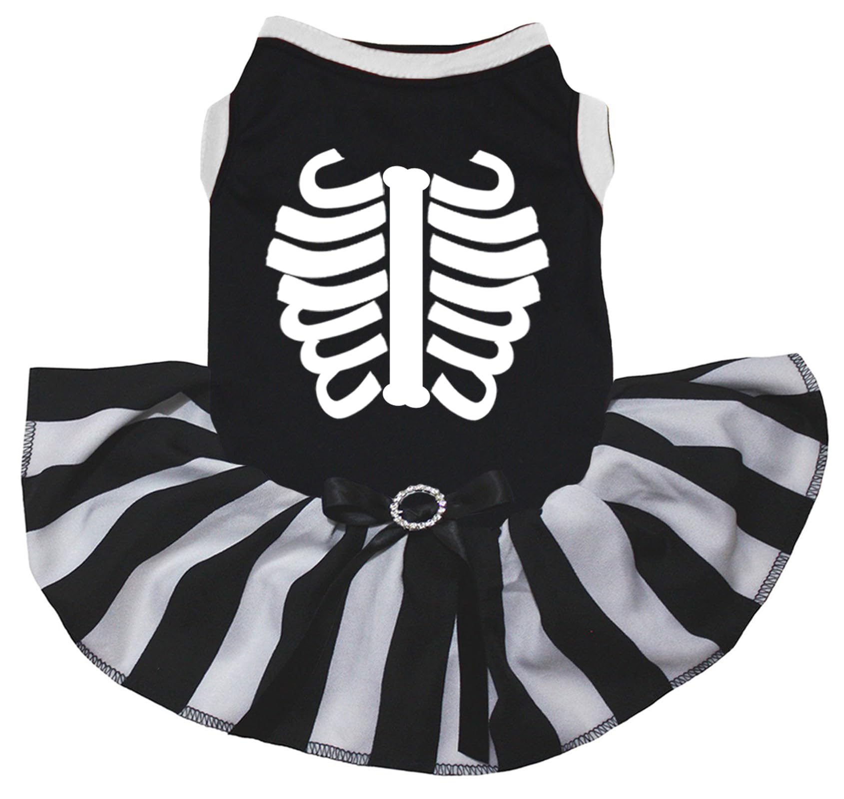 Robe pour chien imprimé squelette pour les promenades nocturnes et fêtes d'Halloween