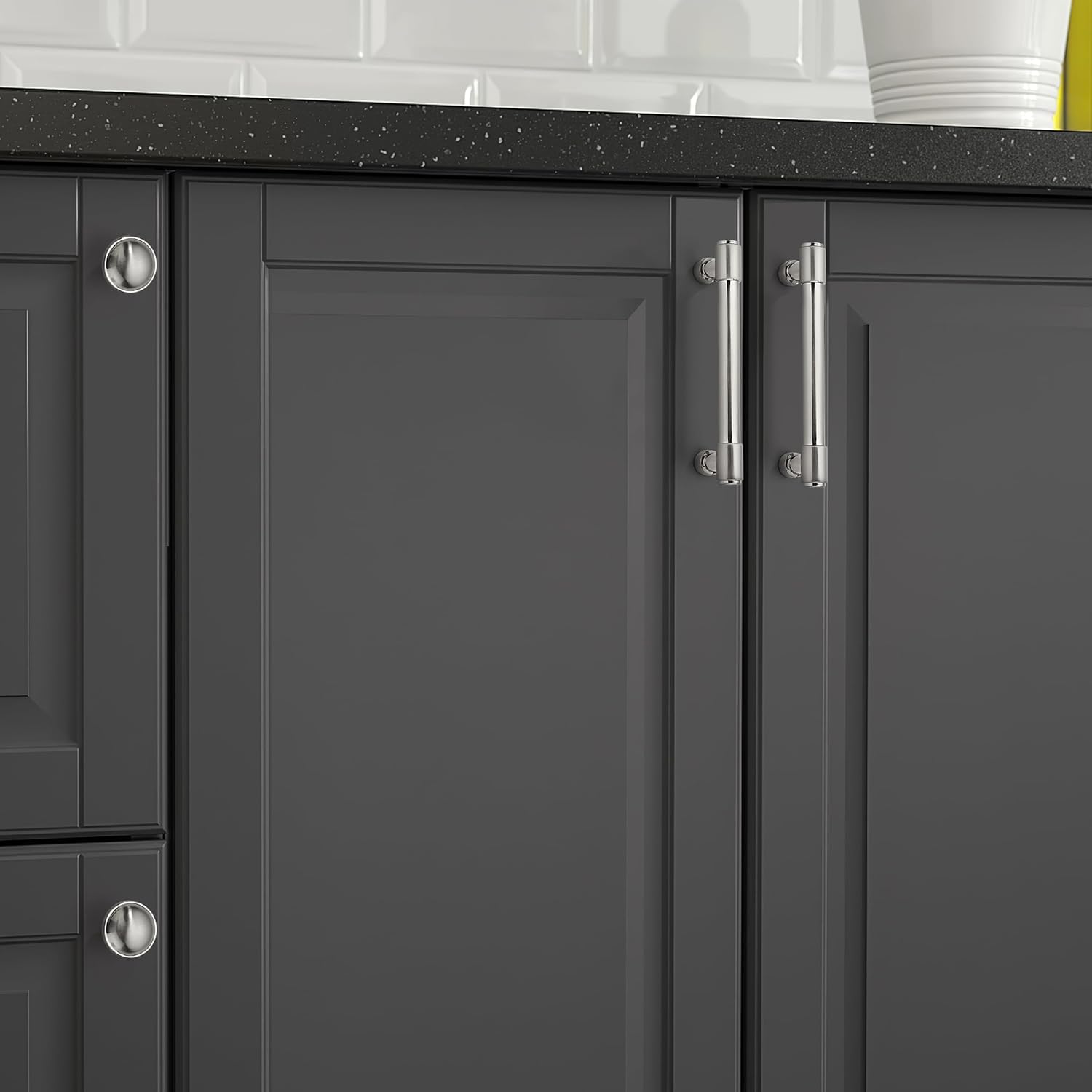 KHTUMEWARE-170259 Brushed Nickel Cabinet Pulls CTC 3-1/4 in (82 mm) 2-Pack in Brushed Nickel — KHTUMEWARE