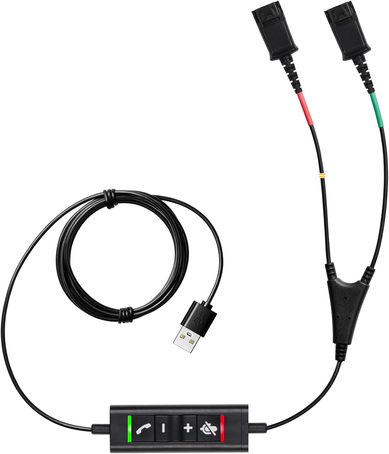VoiceJoy USB-Y QD Training Cable Quick Disconnect Adapter Workable for Plantronics Headsets,Black