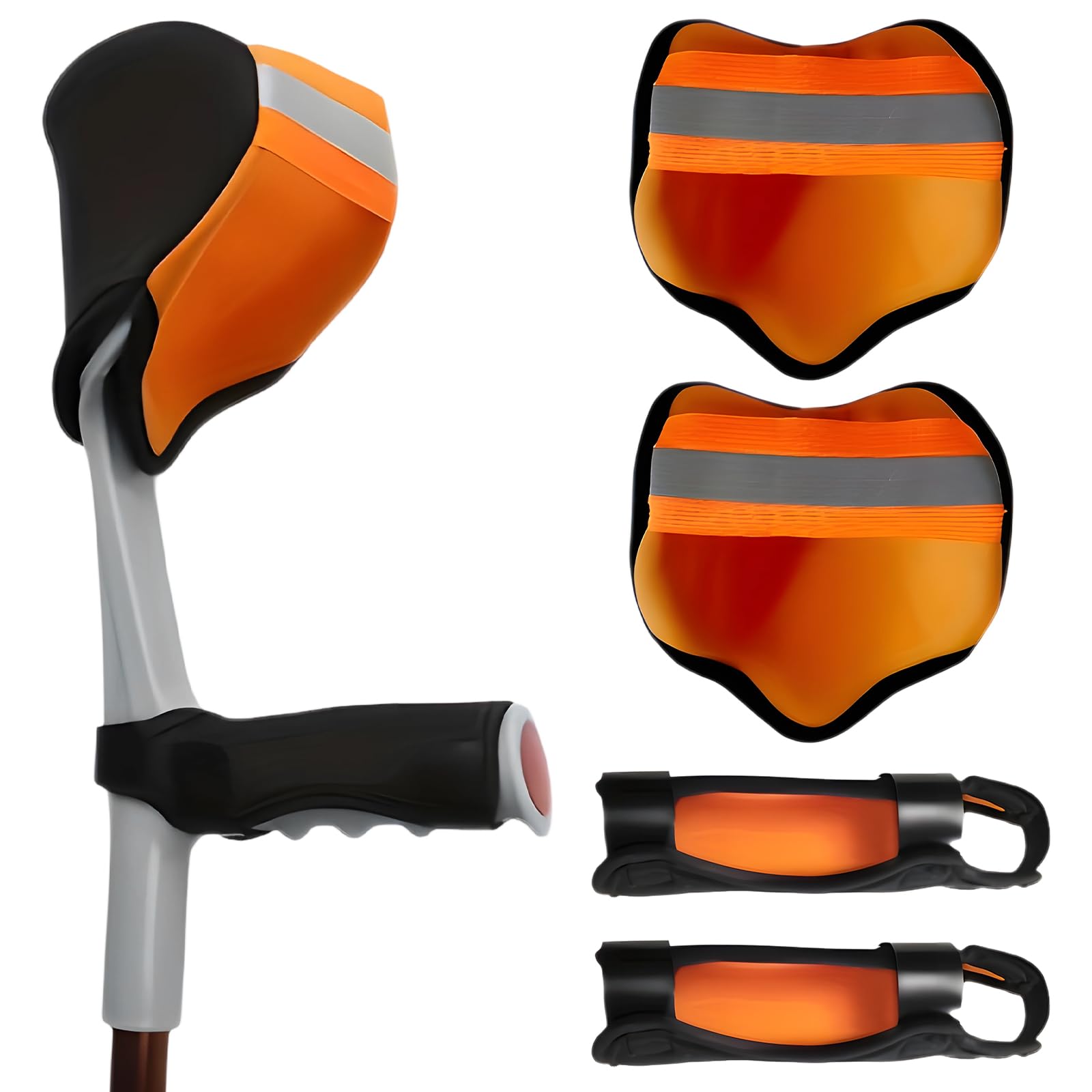 Juego de 4 almohadillas de agarre para antebrazos, almohadillas para apoyo para antebrazos, antipresión y fricción, comodidad para codos, antebrazo y parte superior del brazo, color negro y naranja